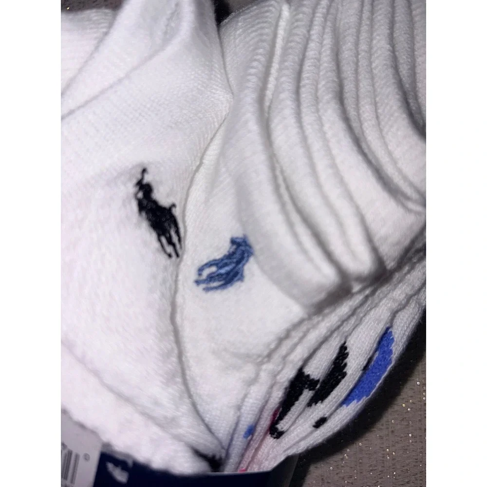 Polo Ralph Lauren No Show Socks 9-11 White New 6-Pack Embroidered Pony Logo
